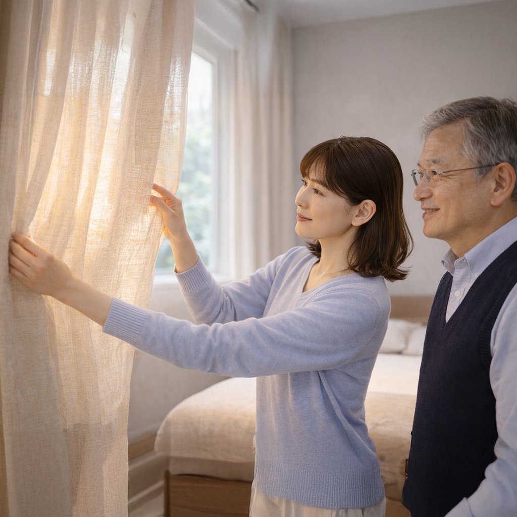 カーテンの素材や遮光性を選ぶ